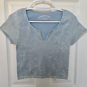 Aéropostale baby blue ribbed crop top size L